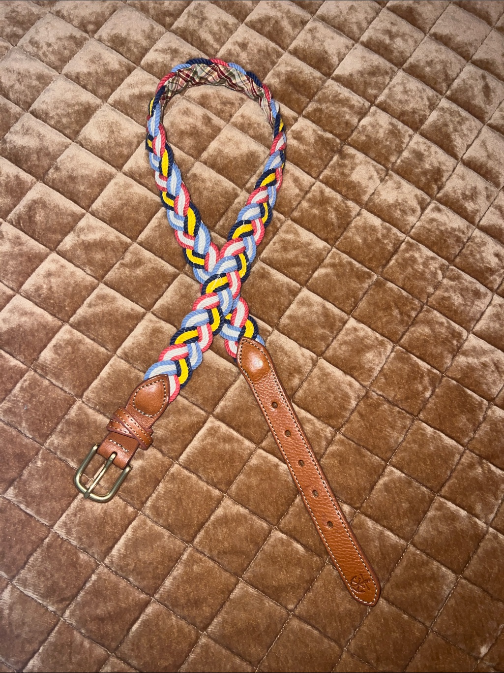Kiel James Patrick Braided Belt In Blue, Red, Yellow, White And Tan Leather